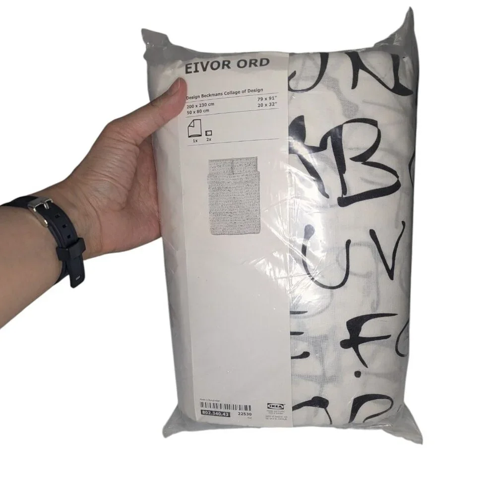 IKEA Eivor Ord Alphabet Duvet Cover X2 Pillow cases 79 x 91